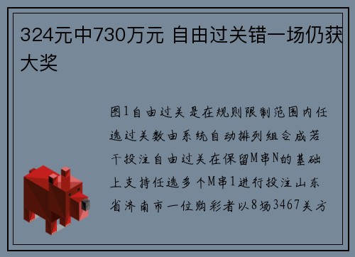 324元中730万元 自由过关错一场仍获大奖